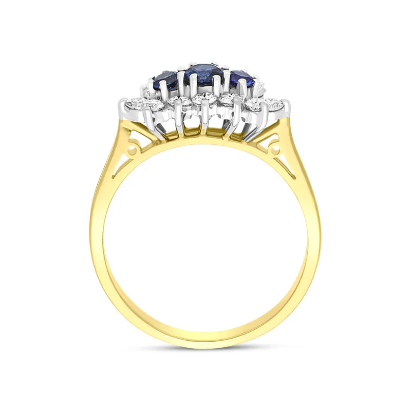 18ct Yellow Gold Sapphire Diamond Brilliant Cut Cluster Ring sold by Jura Watches product image thumbnail 3
