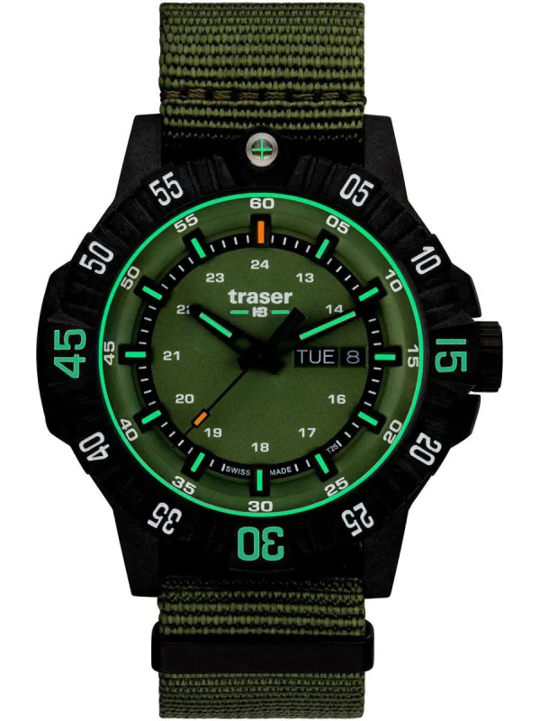 Traser H3 P99 Q Green Nato Watch made by Jura Watches