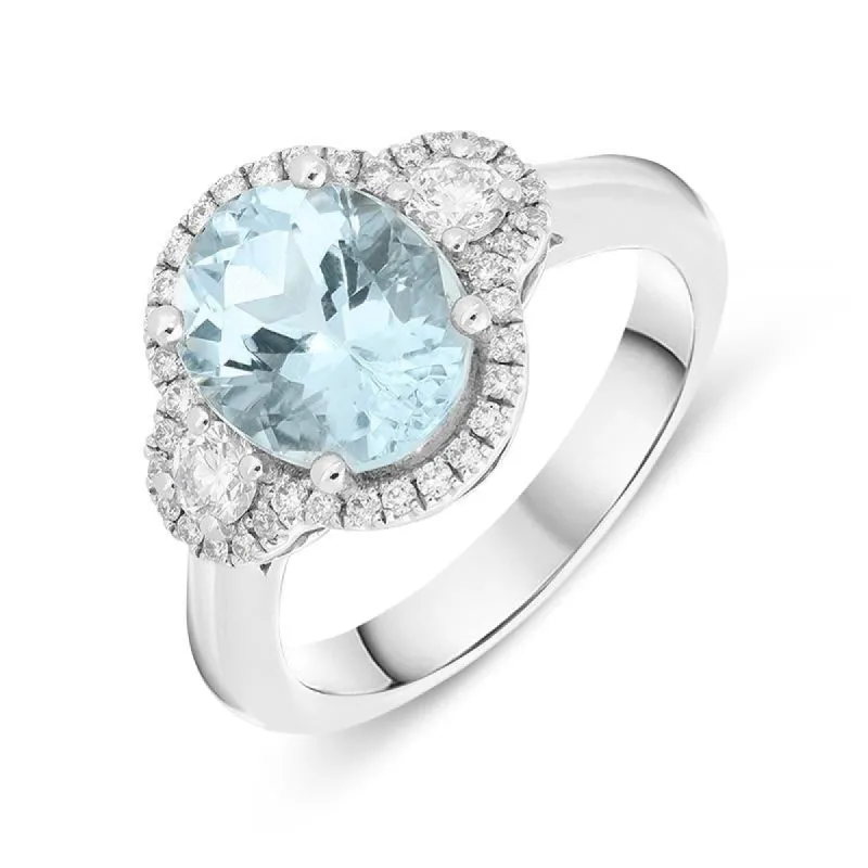 18ct White Gold 2.68ct Aquamarine and Diamond Ring sold by Jura Watches