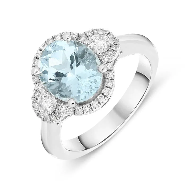 18ct White Gold 2.68ct Aquamarine and Diamond Ring sold by Jura Watches