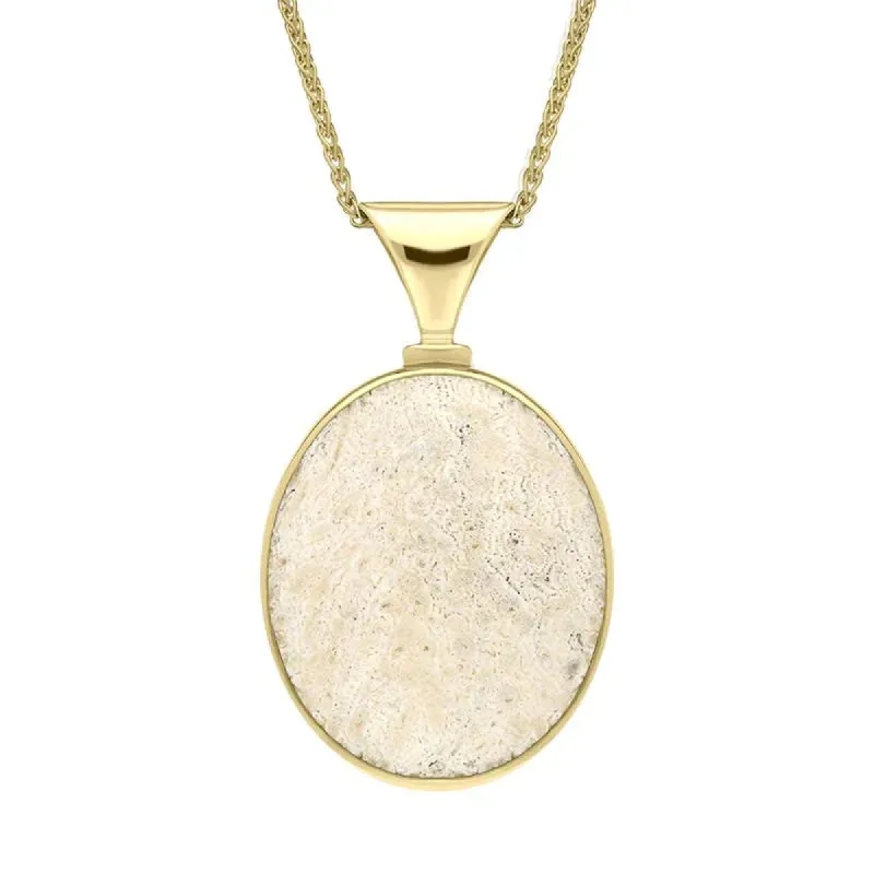 9ct Yellow Gold Coquina Larimar Meduim Heavy Double Sided Fob Necklace sold by Jura Watches