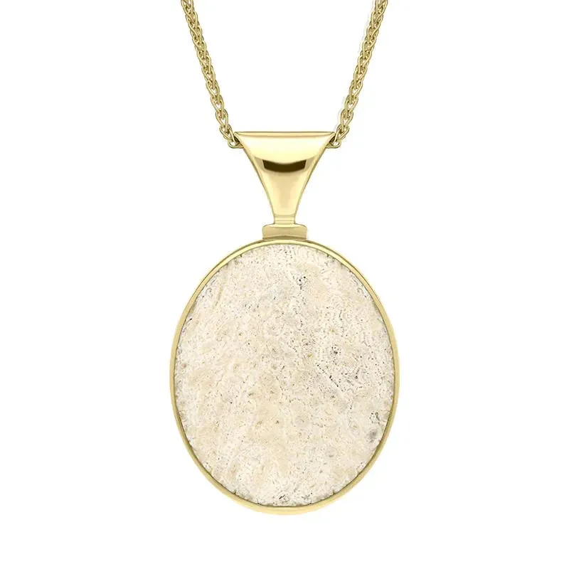 9ct Yellow Gold Coquina Larimar Meduim Heavy Double Sided Fob Necklace sold by Jura Watches