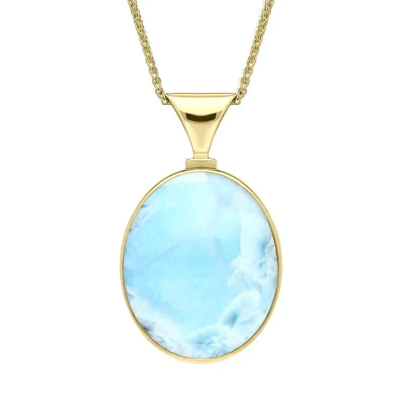 9ct Yellow Gold Coquina Larimar Meduim Heavy Double Sided Fob Necklace sold by Jura Watches product image thumbnail 2