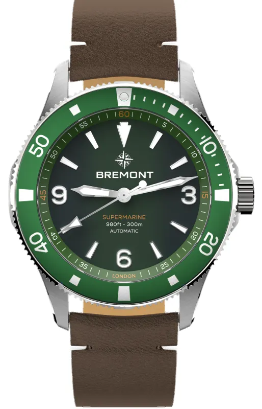 Bremont Supermarine 300M Green Leather Watch sold by Jura Watches
