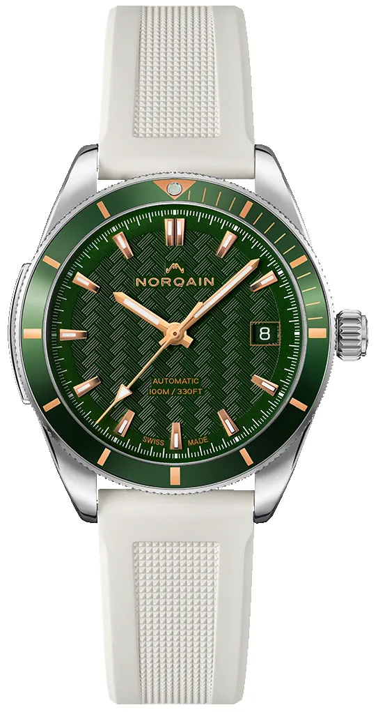 Norqain Adventure 37mm Green & Gold White Rubber sold by Jura Watches