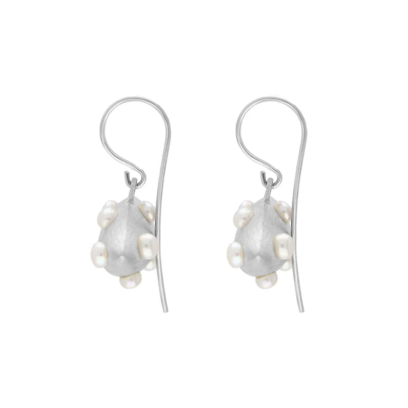 Sterling Silver Freshwater Pearl Brushed Horizontal Marquise Drop Earrings D sold by Jura Watches product image thumbnail 2