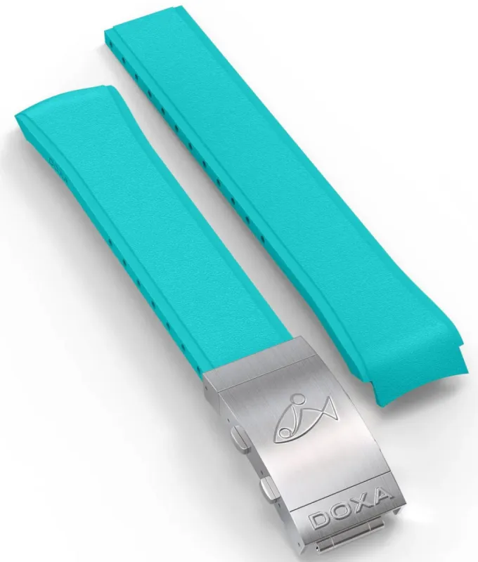 Doxa Strap SUB 1500T Rubber Turquoise With Folding Clasp sold by Jura Watches