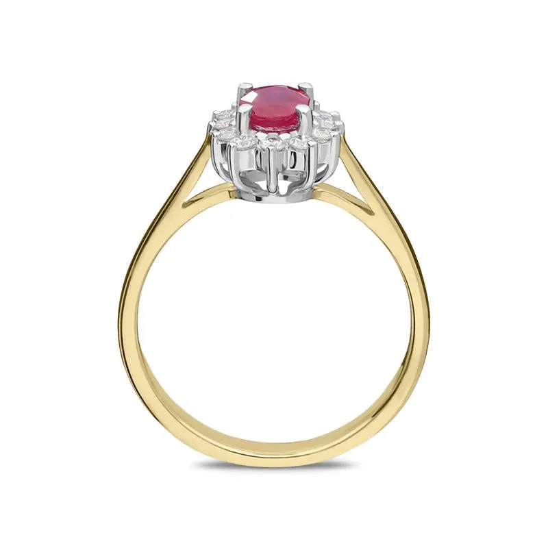 18ct Yellow Gold 0.50ct Ruby Diamond Oval Cluster Ring sold by Jura Watches product image thumbnail 2