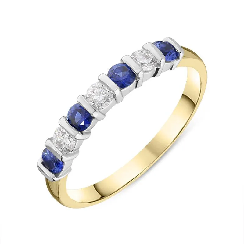 18ct Yellow Gold 0.37ct Sapphire Diamond Bar Set Half Eternity Ring sold by Jura Watches