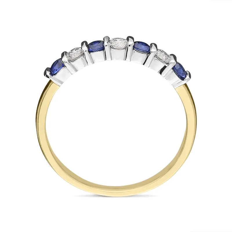 18ct Yellow Gold 0.37ct Sapphire Diamond Bar Set Half Eternity Ring sold by Jura Watches product image thumbnail 2