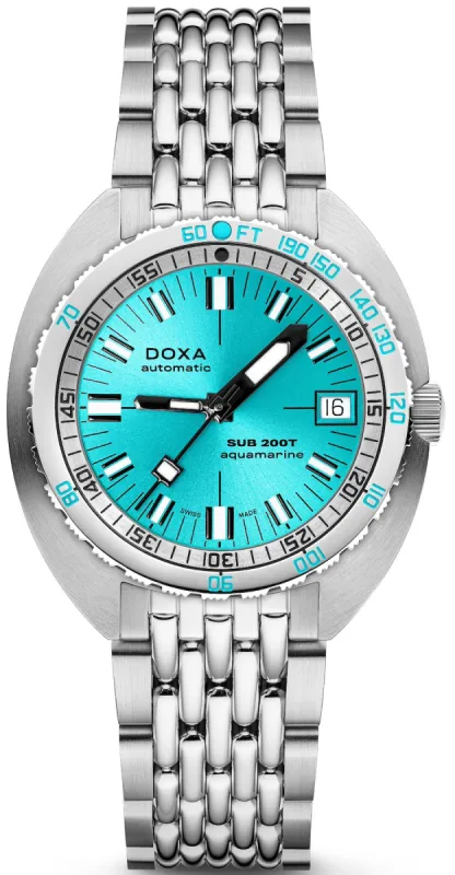 Doxa SUB 200T Aquamarine Sunray Bracelet Watch sold by Jura Watches