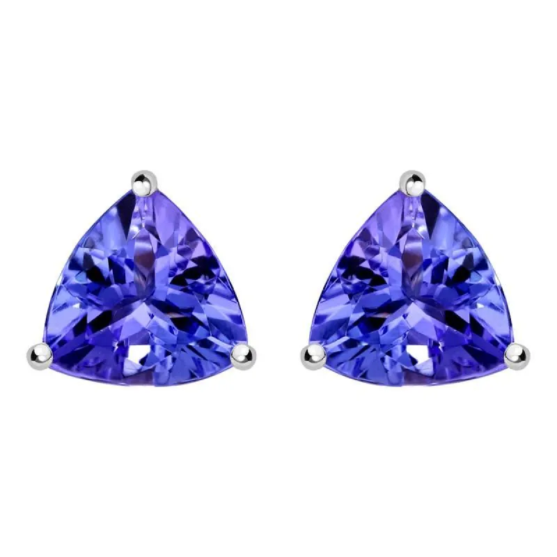 18ct White Gold 0.73ct Tanzanite Trillion Cut Stud Earrings sold by Jura Watches