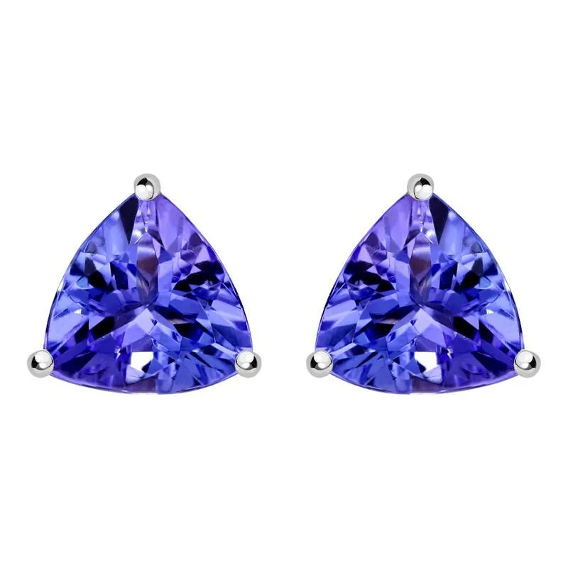 18ct White Gold 0.73ct Tanzanite Trillion Cut Stud Earrings sold by Jura Watches