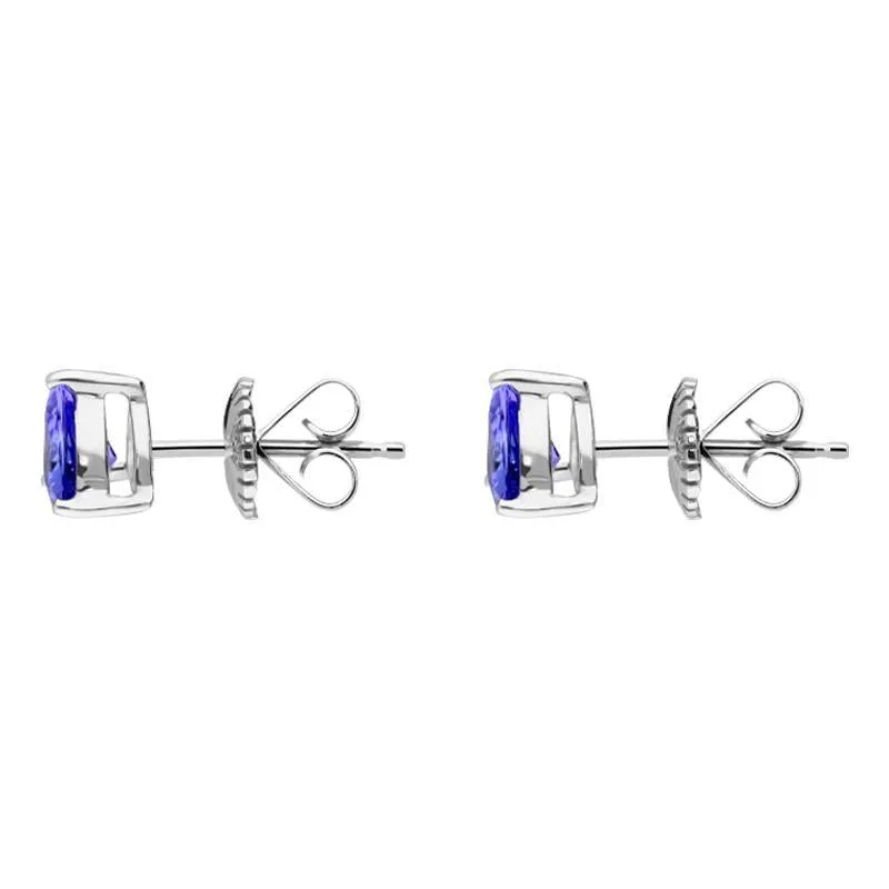 18ct White Gold 0.73ct Tanzanite Trillion Cut Stud Earrings sold by Jura Watches product image thumbnail 2