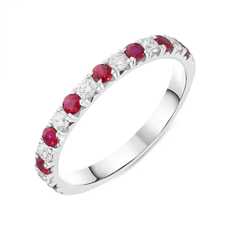 18ct White Gold 0.37ct Ruby Diamond Half Eternity Ring sold by Jura Watches