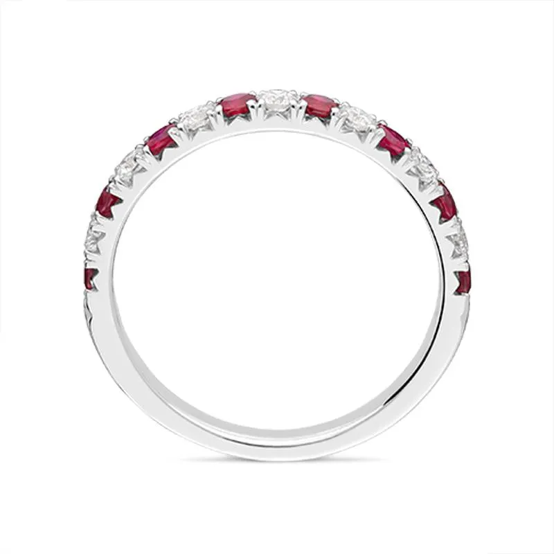 18ct White Gold 0.37ct Ruby Diamond Half Eternity Ring sold by Jura Watches product image thumbnail 2