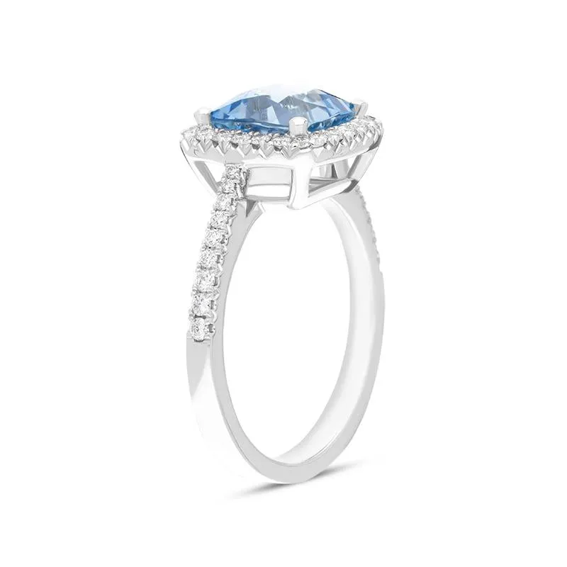 18ct White Gold 2.37ct Aquamarine 0.36ct Diamond Cushion Cut Ring sold by Jura Watches product image thumbnail 3