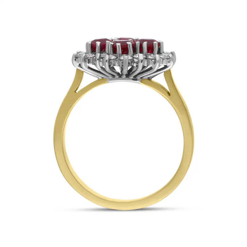 18ct Yellow Gold 0.85ct Ruby Diamond Cluster Ring sold by Jura Watches product image thumbnail 2