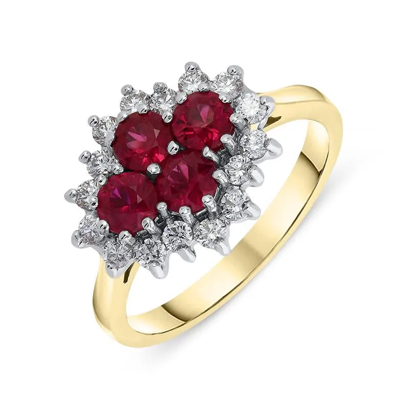 18ct Yellow Gold 0.85ct Ruby Diamond Cluster Ring sold by Jura Watches