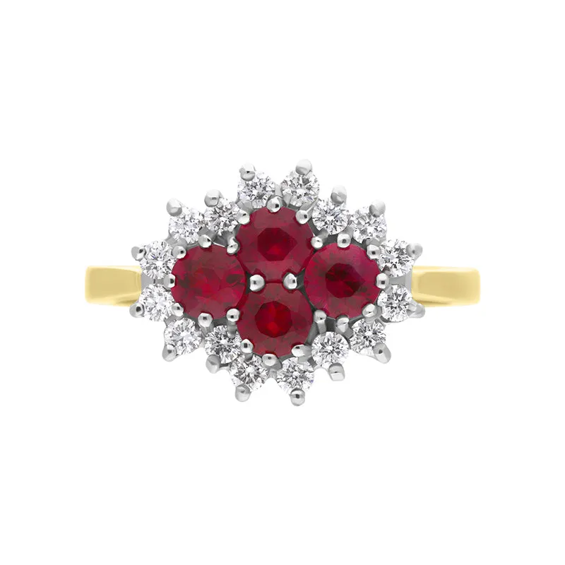 18ct Yellow Gold 0.85ct Ruby Diamond Cluster Ring sold by Jura Watches product image thumbnail 3