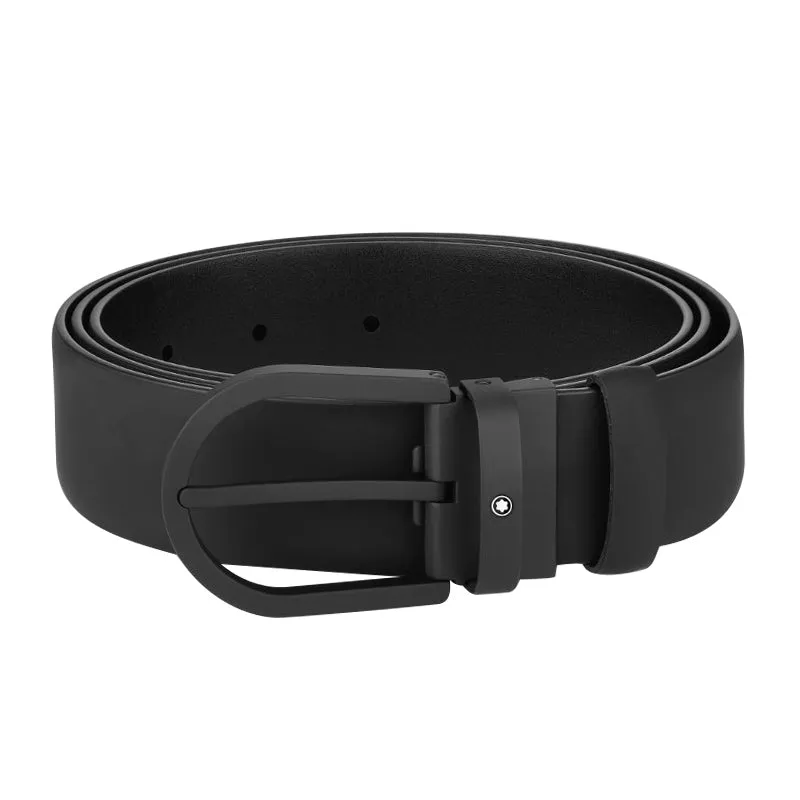 Montblanc Horseshoe Buckle 35mm Leather Belt Black sold by Jura Watches