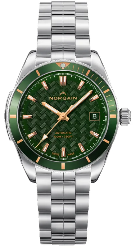 Norqain Adventure 37mm Green & Gold Bracelet Watch made by Jura Watches