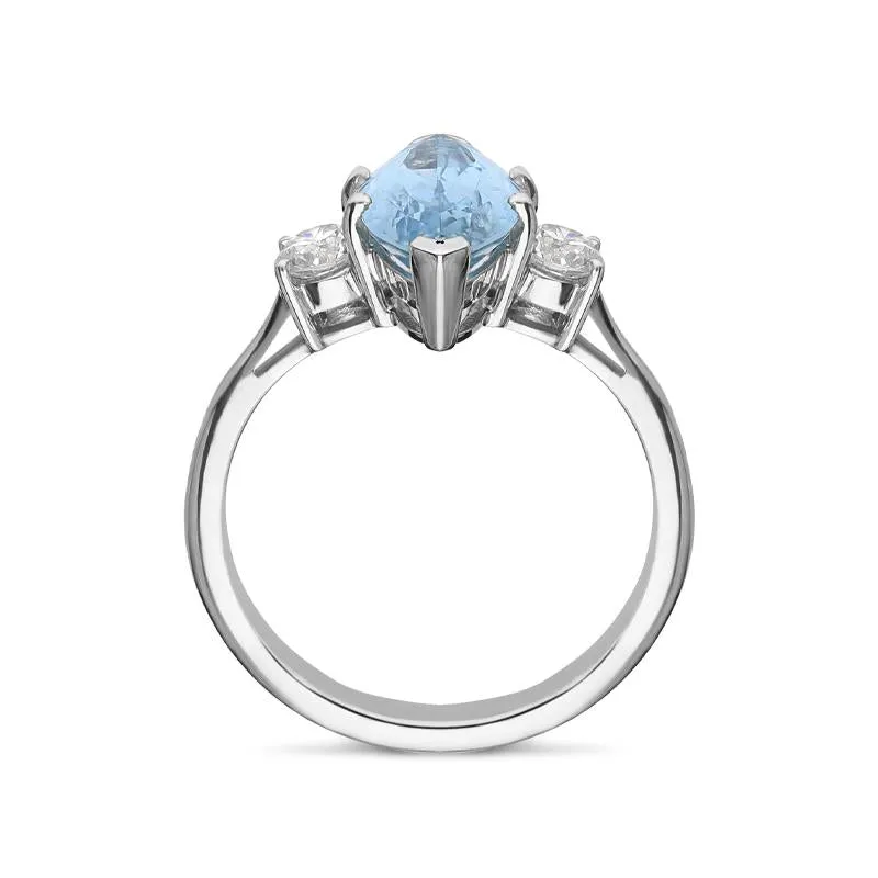 18ct White Gold 2.35ct Aquamarine Diamond Marquise Ring sold by Jura Watches product image thumbnail 2
