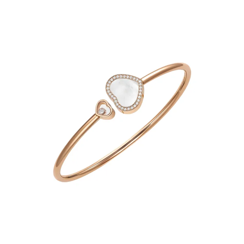 Chopard Happy Hearts 18ct Rose Gold 0.19ct Diamond Mother of Pearl Bangle sold by Jura Watches