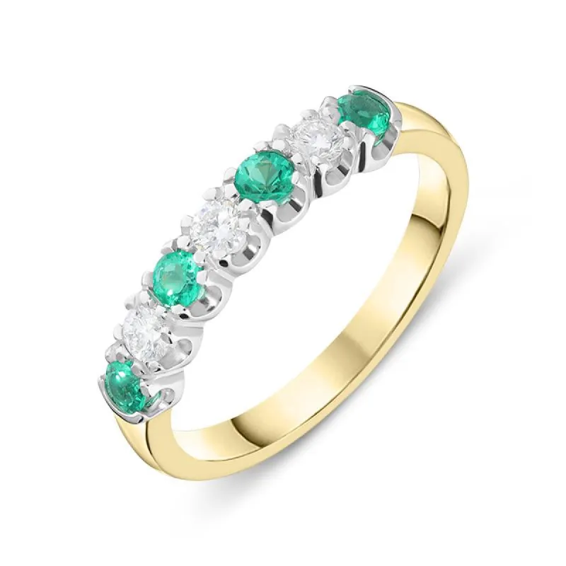 18ct Yellow Gold 0.28ct Emerald Diamond Half Eternity Ring sold by Jura Watches