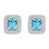 18ct White Gold 1.44ct Aquamarine 0.57ct Diamond Cushion Stud Earrings sold by Jura Watches