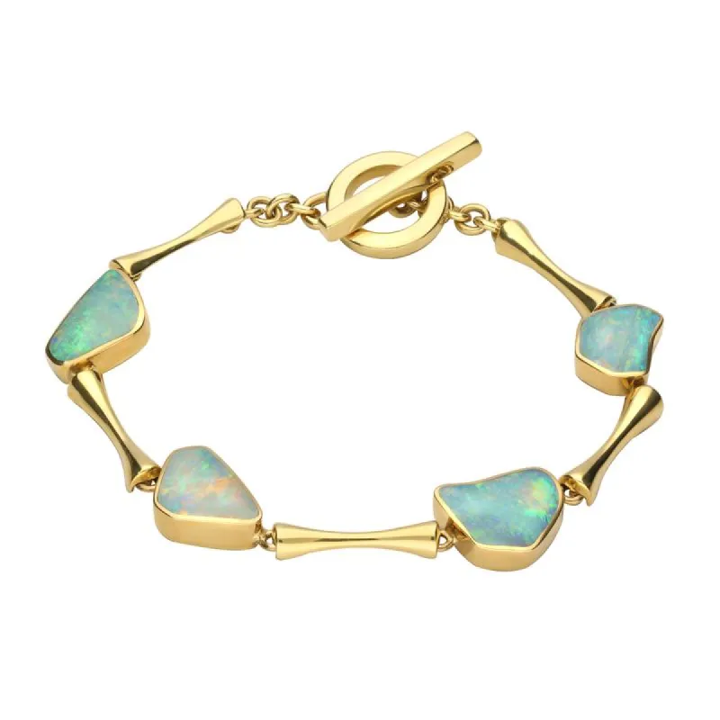 18ct Yellow Gold Opal 4 Stone Organic T Bar Bracelet D sold by Jura Watches