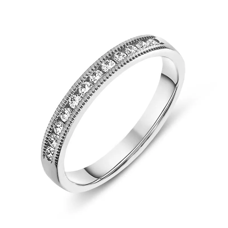 Platinum 0.20ct Diamond Millgrain Edged Half Eternity Ring sold by Jura Watches