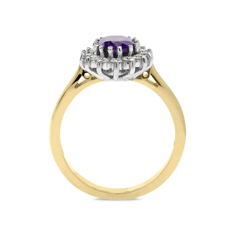 18ct Yellow Gold 1.12ct Amethyst Diamond Oval Cluster Ring sold by Jura Watches product image thumbnail 2