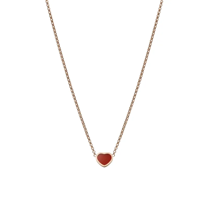 Chopard My Happy Hearts 18ct Rose Gold Carnelian Necklace sold by Jura Watches