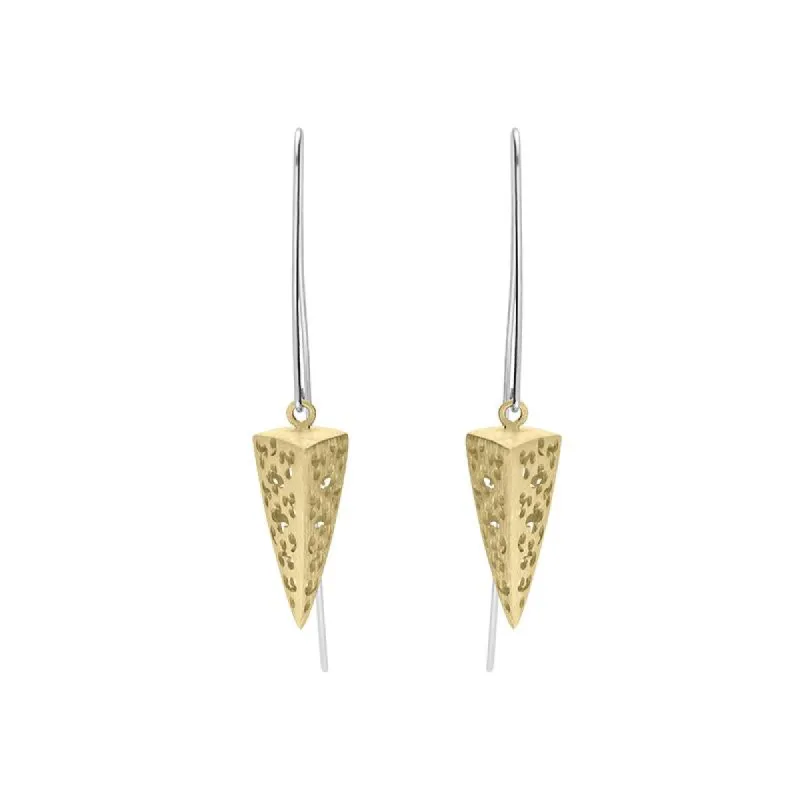 Sterling Silver Sterling Silver and Yellow Gold Plated Monika Long Triangle Teardrop Earrings D sold by Jura Watches