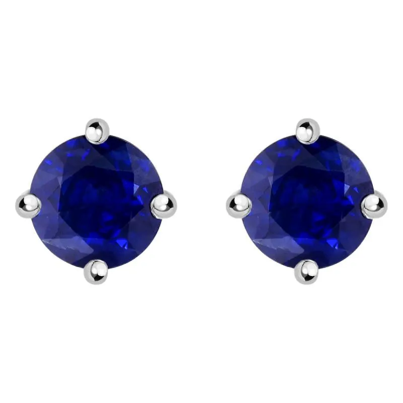 18ct White Gold 1.22ct Sapphire Solitaire Stud Earrings sold by Jura Watches