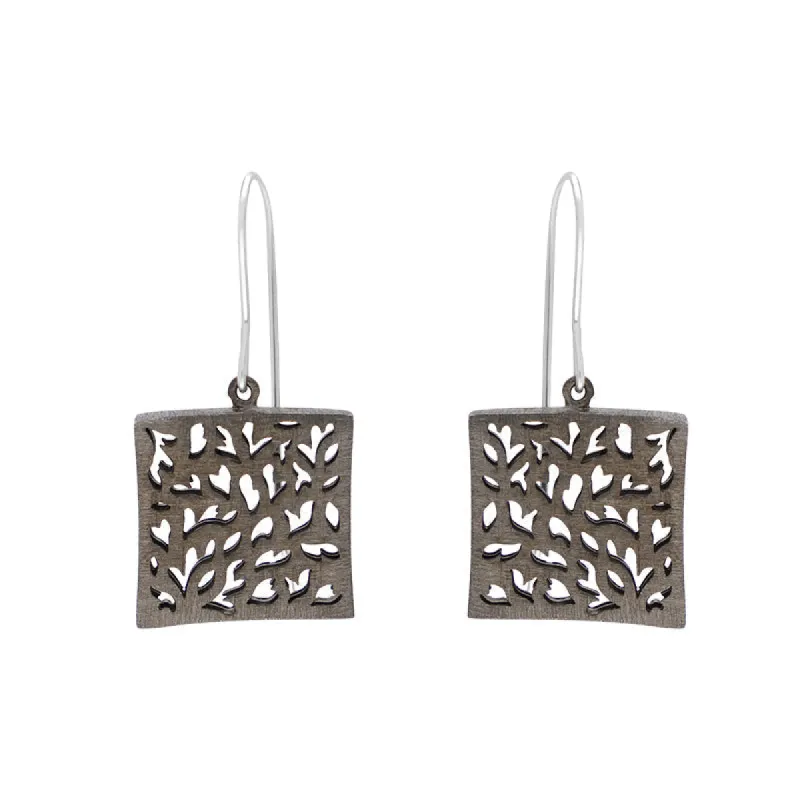 Sterling Silver Black Rhodium Square Cut Out Earrings D sold by Jura Watches