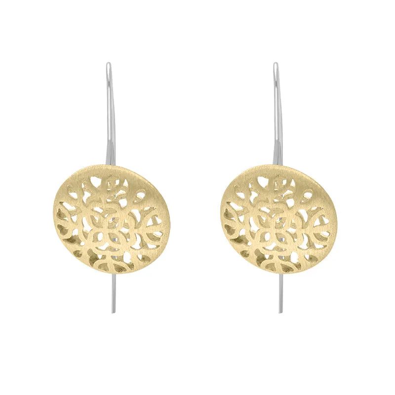 Sterling Silver Gold Plated Round Cut Out Earrings D sold by Jura Watches