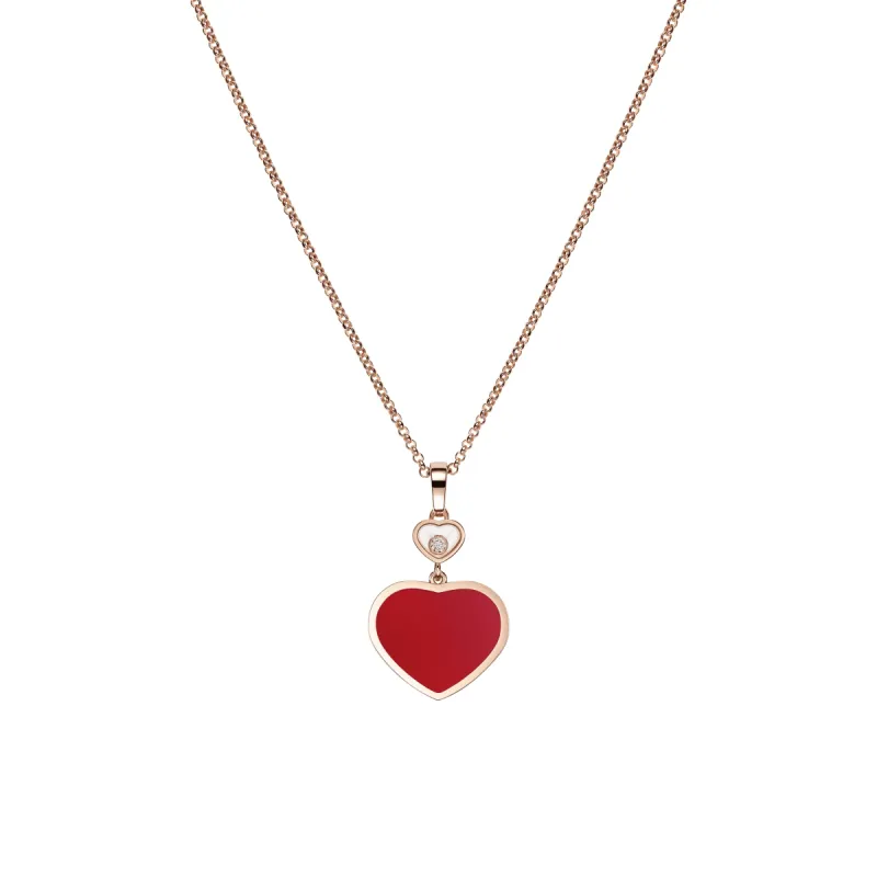 Chopard Happy Hearts 18ct Rose Gold 0.05ct Diamond Carnelian Pendant sold by Jura Watches