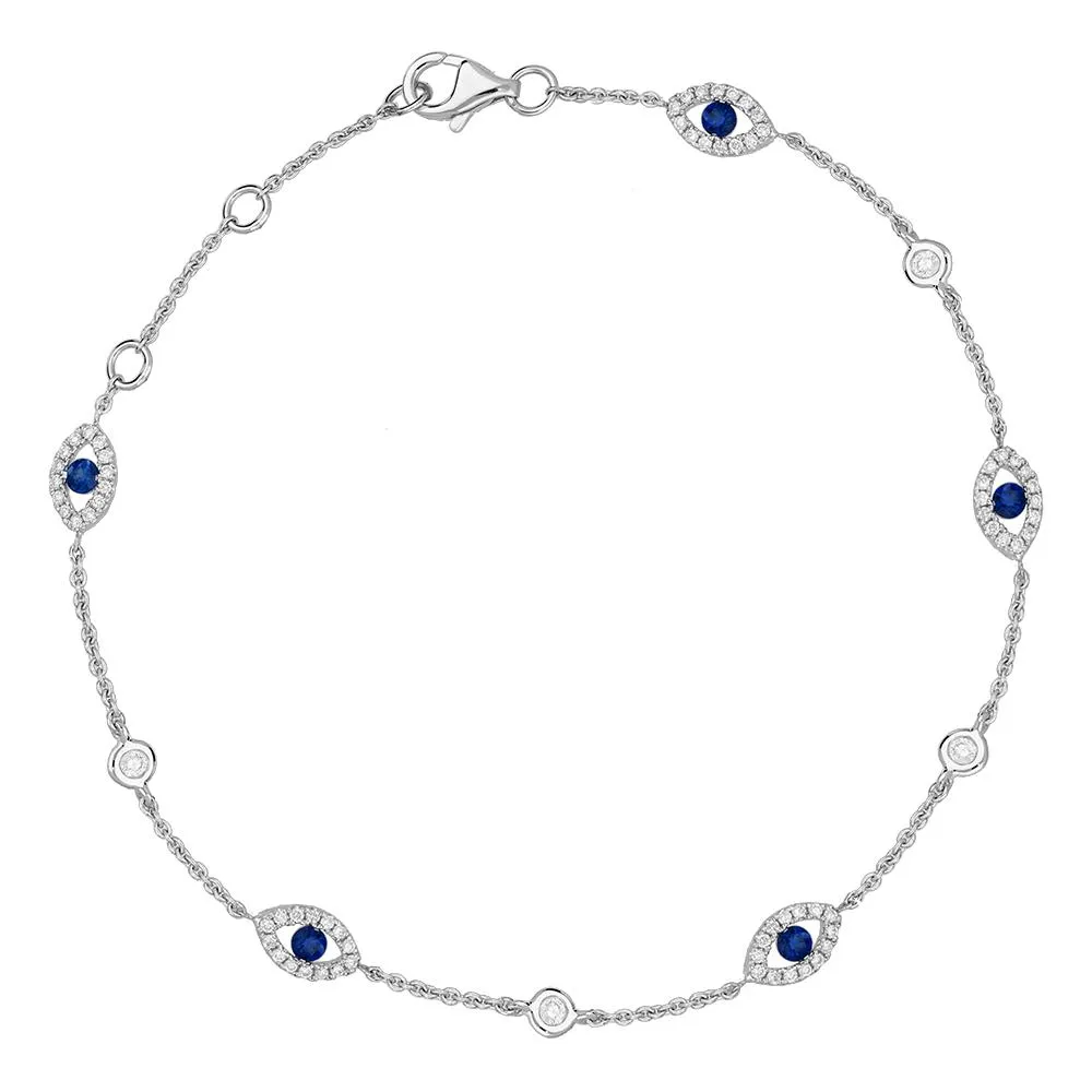 18ct White Gold Sapphire Diamond Marquise Bracelet sold by Jura Watches