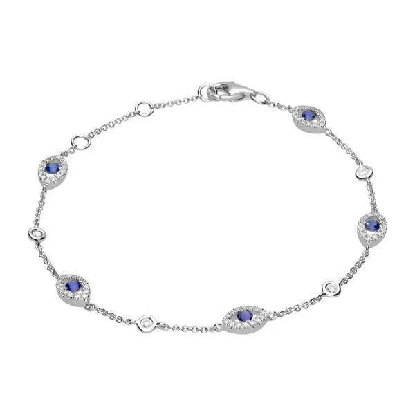 18ct White Gold Sapphire Diamond Marquise Bracelet sold by Jura Watches product image thumbnail 2