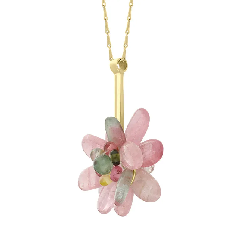 9ct Yellow Gold Mixed Tourmaline Cluster Flower Necklace D sold by Jura Watches product image thumbnail 2