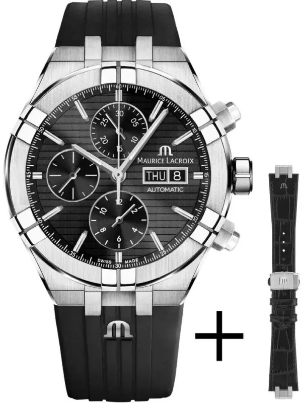 Maurice Lacroix Watch Aikon Automatic Chronograph 44mm Strap Set sold by Jura Watches