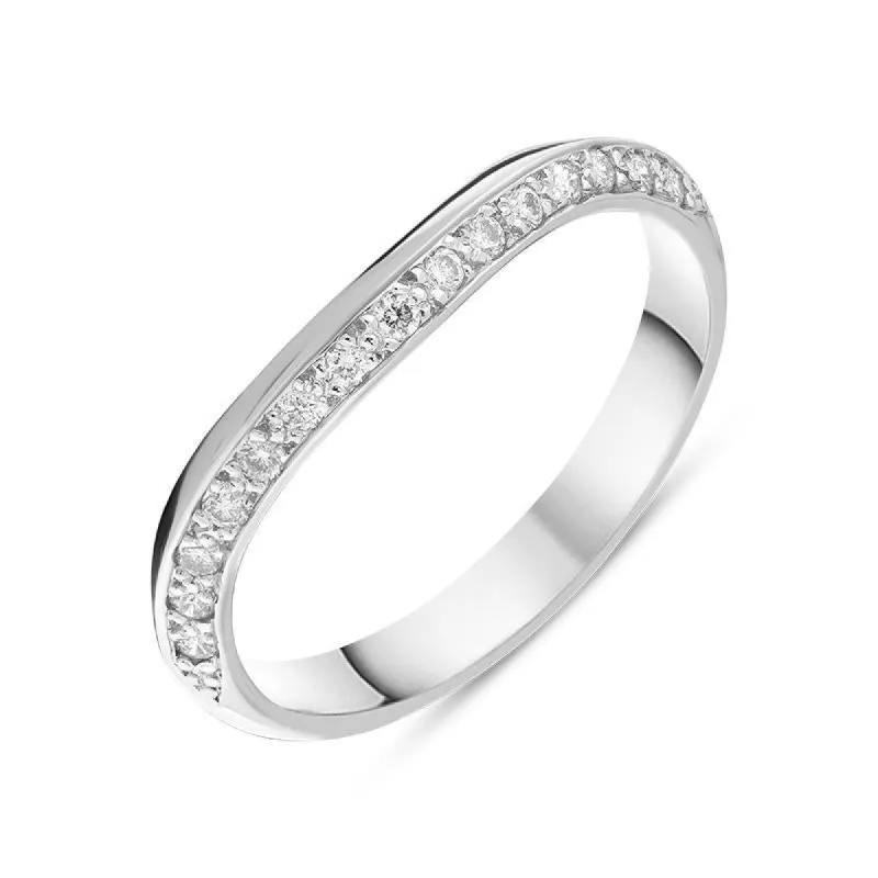 18ct White Gold 0.15ct Diamond 3mm Shaped Wedding Ring D sold by Jura Watches