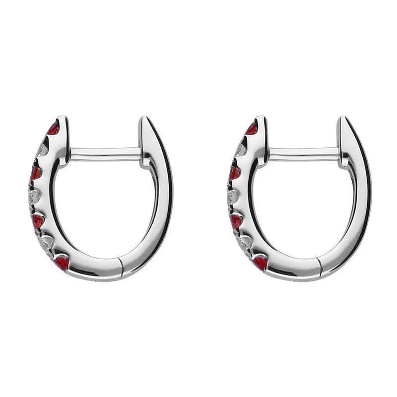 18ct White Gold Ruby and Diamond Huggie Hoop Earrings sold by Jura Watches product image thumbnail 2