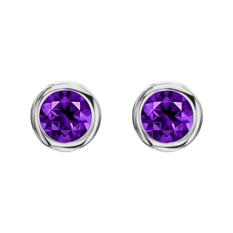 18ct White Gold 0.88ct Amethyst Round Stud Earrings sold by Jura Watches
