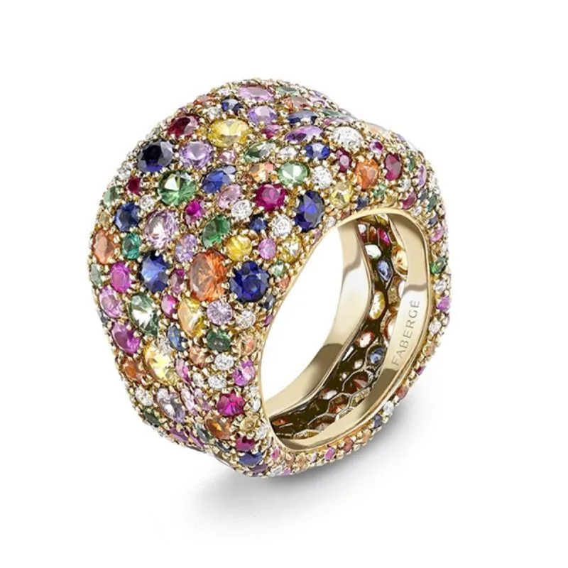 Faberge Emotion 18ct Yellow Gold Multi-Coloured Ring sold by Jura Watches