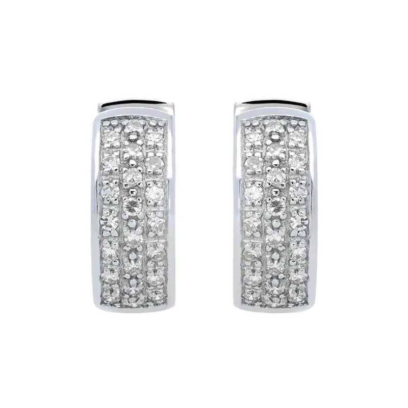 18ct White Gold 0.33ct Diamond Pave Hoop Earrings sold by Jura Watches