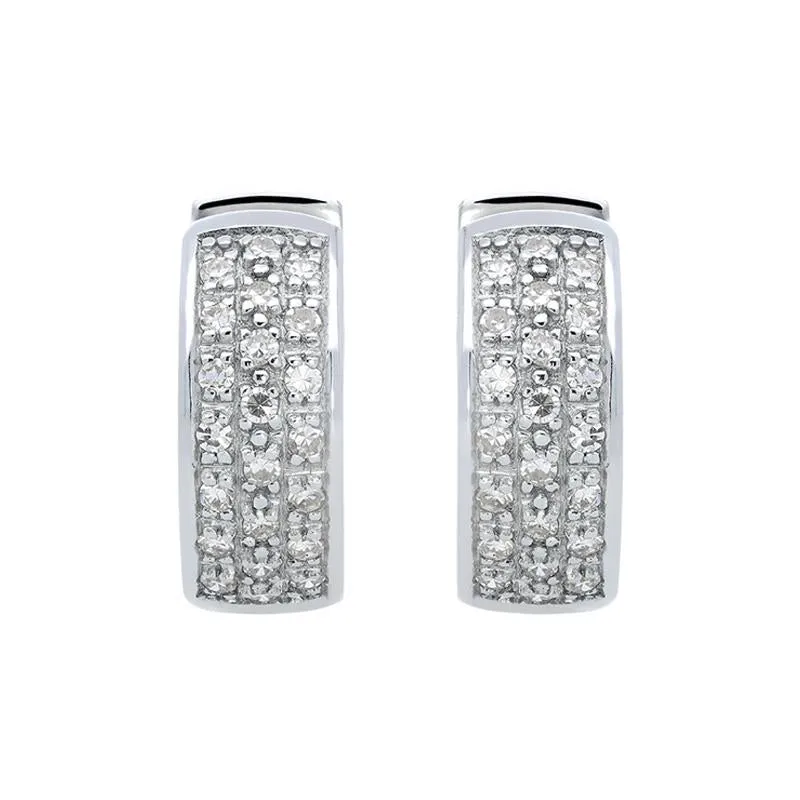 18ct White Gold 0.33ct Diamond Pave Hoop Earrings sold by Jura Watches