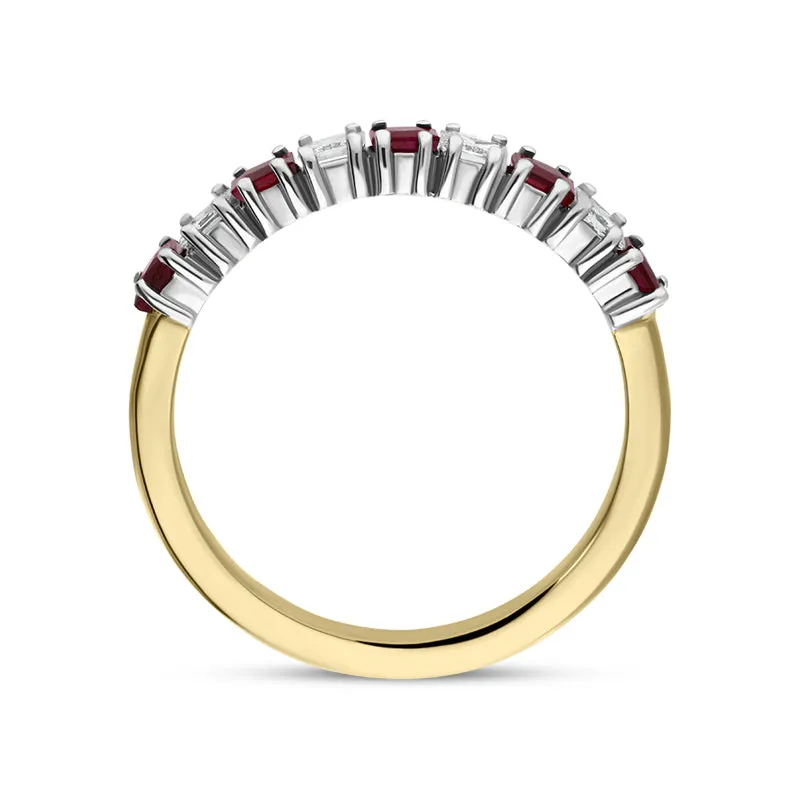 18ct Yellow Gold 0.66ct Ruby Diamond Princess Cut Half Eternity Ring D sold by Jura Watches product image thumbnail 3